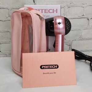 'PRITECH' LIGHTWEIGHT DUAL VOLTAGE COMPACT HAIR DRYER & TRAVEL BAG SHIMMER PINK